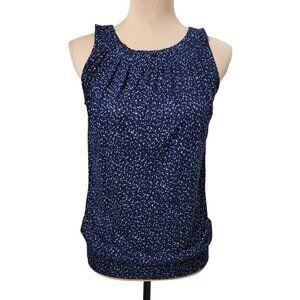 LOFT Size XS Blue & White Speckled Sleeveless Blouse, NEW with Tag